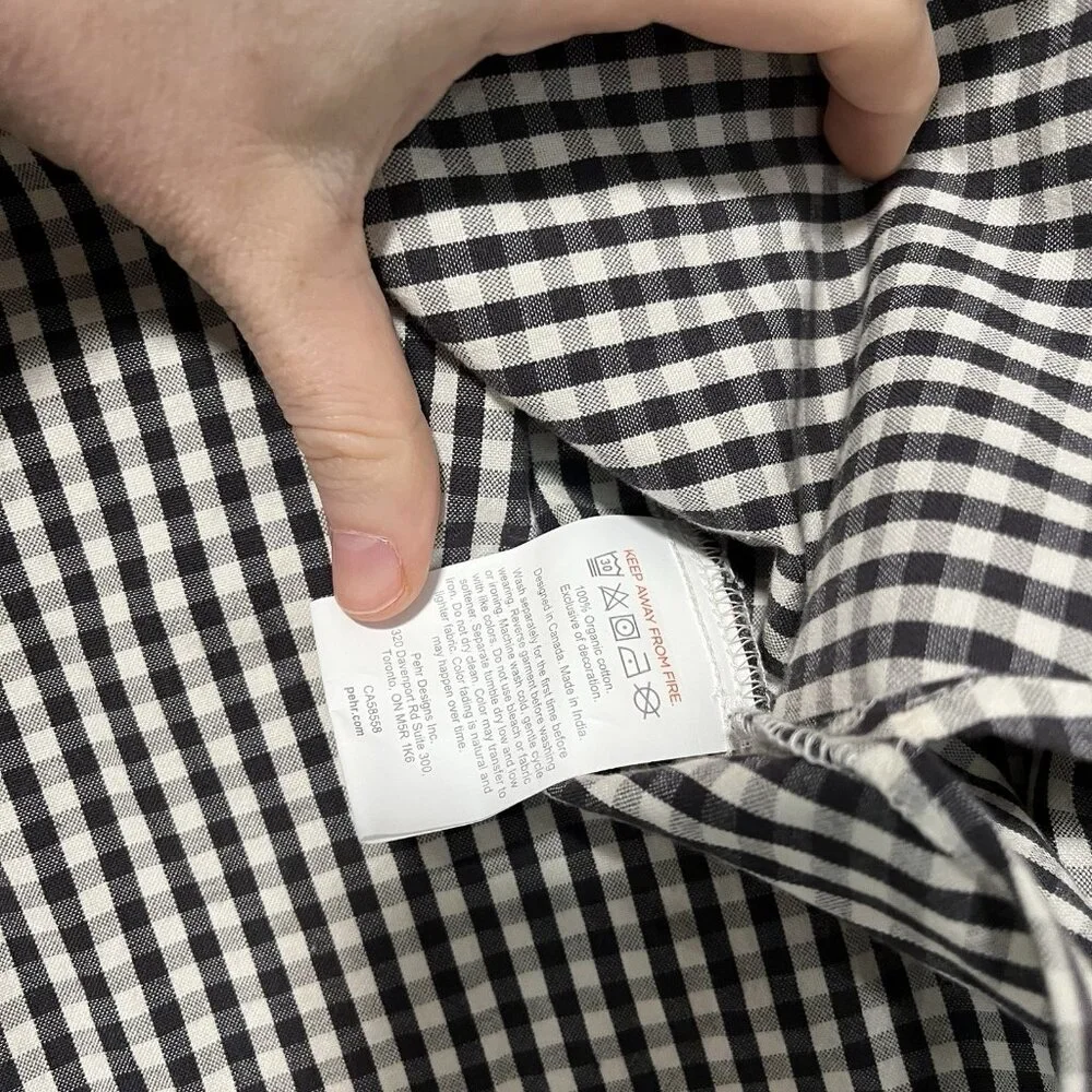 Pehr Black Gingham Women's Organic Cotton Blouse Size XS/S - Picture 5 of 9